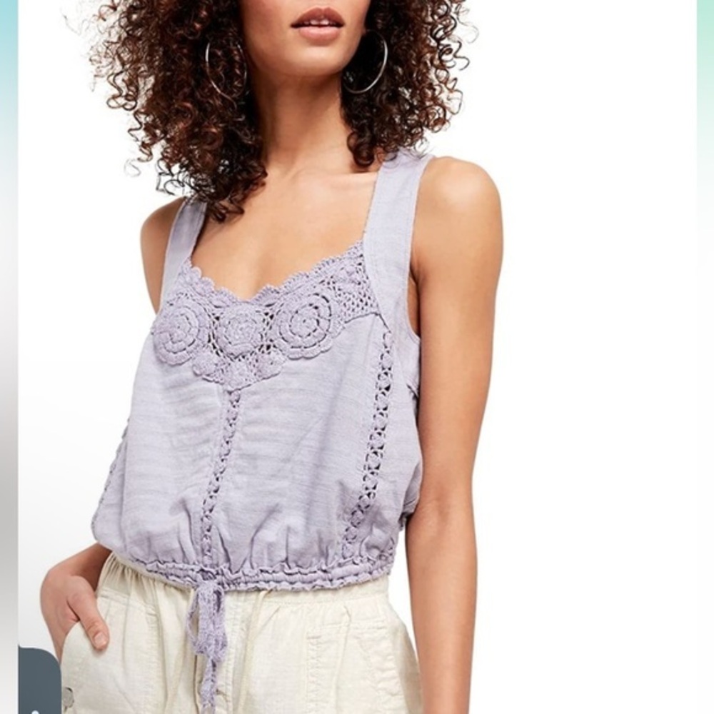 Free People Lilac Crochet Crop Top  S NWT